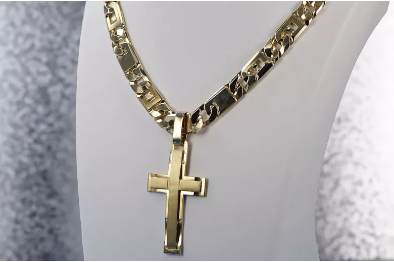 Or jaune 14k Croix catholique avec chaîne élégante ctc022y constantecc098y