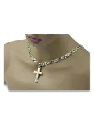 Or jaune 14k Croix catholique avec chaîne élégante ctc022y constantecc098y