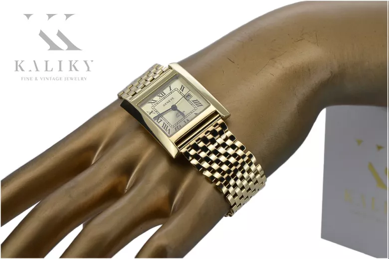 Gold men's watch Geneve ★ zlotychlopak.pl ★ Gold purity 585 333 Low Price!