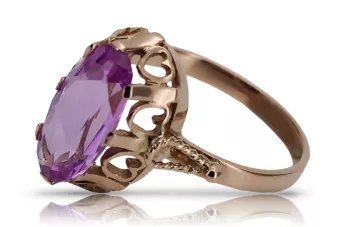 Δαχτυλίδι από ροζ κόκκινο χρυσό 14k 585 με Amethyst vrc134 Vintage