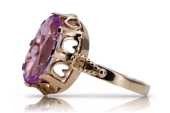 Δαχτυλίδι από ροζ κόκκινο χρυσό 14k 585 με Amethyst vrc134 Vintage