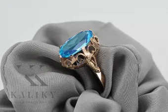 Ένα δαχτυλίδι από ροζ κόκκινο χρυσό 14k 585 με Aquamarine vrc134 Vintage