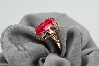 Pierścionek z różowego czerwonego złota 14k 585 z Rubinem vrc134 Vintage