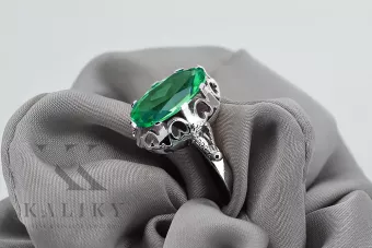 Ασημένιο δαχτυλίδι Ρωσικό 925 με Emerald vrc134s Vintage