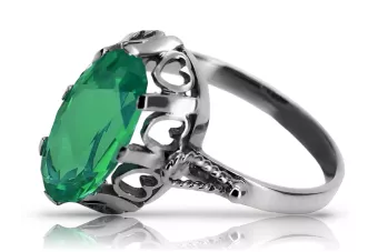 Ασημένιο δαχτυλίδι Ρωσικό 925 με Emerald vrc134s Vintage