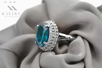 Ασημένιο δαχτυλίδι Ρωσικό 925 με Aquamarine vrc068s Vintage