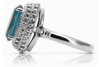 Ασημένιο δαχτυλίδι Ρωσικό 925 με Aquamarine vrc068s Vintage