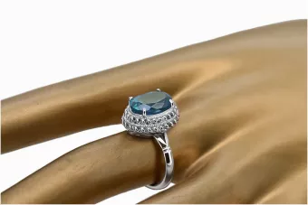 Ασημένιο δαχτυλίδι Ρωσικό 925 με Aquamarine vrc068s Vintage