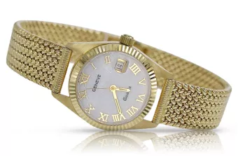 Χρυσό γυναικείο ρολόι 14k 585 Geneve με μαργαριταρένιο πίνακα