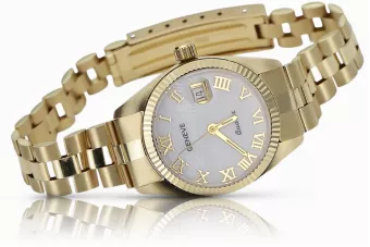 Golden Dámské hodinky 14k 585 Ženeve s perelovou volbou LW020YDPR & LBW009Y