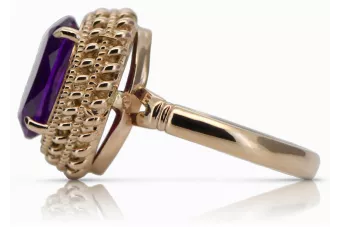 Anillo de oro rosa de 14k con alejandrita, Vintage