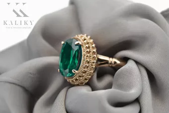 Δαχτυλίδι από ροζ χρυσό 14k 585 με σμαράγδι vrc068 Vintage