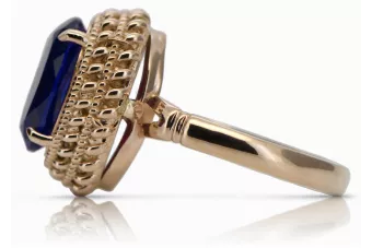 Pierścionek z różowego czerwonego złota 14k 585 z Szafirem vrc068 Vintage