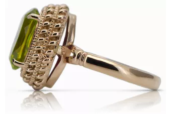 14k 585 rožinio raudono aukso žiedas su Peridot vrc068 Vintage