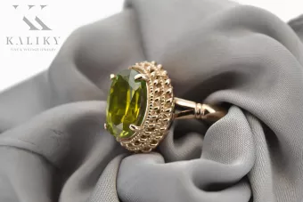 Kroužek z růžové červené zlato 14k 585 s peridotem Vrc068 ročník
