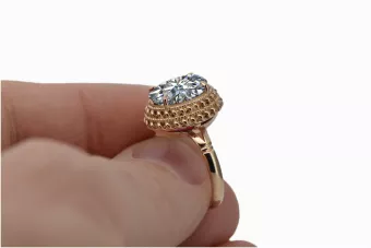 Ένα ροζ κόκκινο χρυσό δαχτυλίδι 14k 585 με Ζυρκόνια vrc068 Vintage