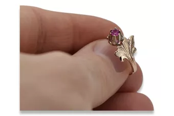 Ring of Pink Red Gold 14k 585 s Amethystem VRC169 Vintage