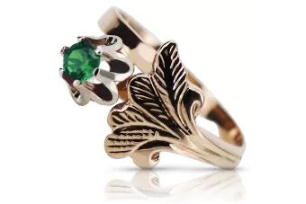 Ring of Růžový červený zlato 14k 585 s Emerald Vrc169 vintage