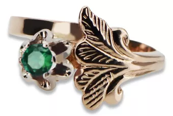 Ring of Pink Red Gold 14k 585 s Emerald VRC169 Vintage