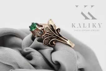 Ring of Pink Red Gold 14k 585 s Emerald VRC169 Vintage