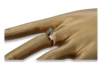 Ring of Pink Red Gold 14k 585 s Emerald VRC169 Vintage