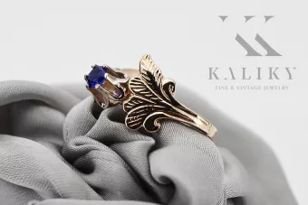 Δαχτυλίδι από ροζ-κόκκινο χρυσό 14k 585 με Ζαφείρι vrc169 Vintage