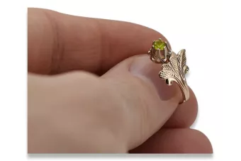Ring z ružového červeného zlata 14k 585 s peridotem VRC169 Vintage