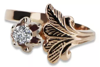 Ring z ružového červeného zlata 14k 585 so zirkónom VRC169 Vintage