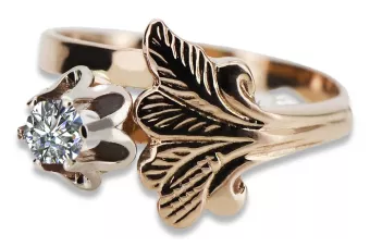 Ring z ružového červeného zlata 14k 585 so zirkónom VRC169 Vintage