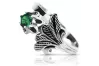 Vintage silver 925 Emerald ring vrc169s Vintage