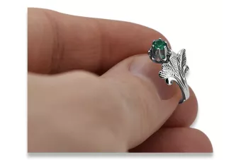 Ασημένιο δαχτυλίδι Ρωσικό 925 με Emerald vrc169s Vintage
