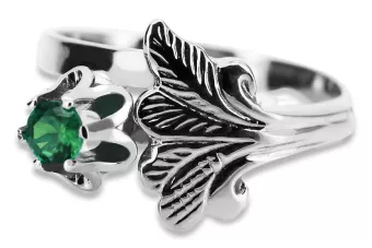 Ασημένιο δαχτυλίδι Ρωσικό 925 με Emerald vrc169s Vintage
