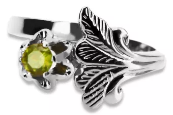 Srebrny pierścionek Rosyjski 925 z Peridotem vrc169s Vintage
