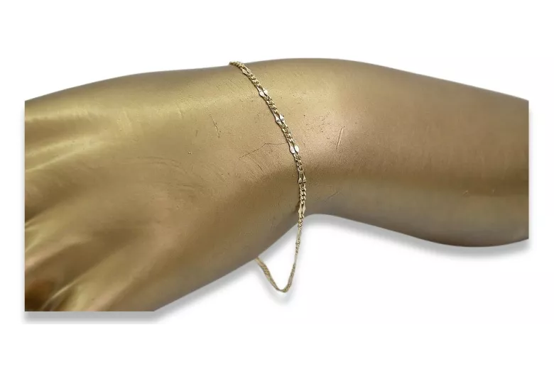 Gelbes italienisches einzigartiges Figaro-Armband aus 14 Karat Gold, cb077y