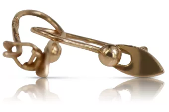 Vintage rose pink 14k 585 gold  Vintage leaf earrings ven208