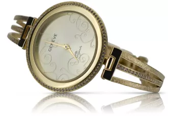 Дамски часовник Geneve от италианско жълто 14k злато Подарък lw097y