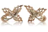 Vintage rose pink 14k 585 gold  maple leaf earrings ven177
