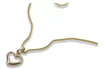 Auksinis 14k 585 širdies pakaba su liūto uodegos grandine