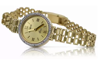 Италиански жълт 14k златен дамски часовник Geneve lw027y