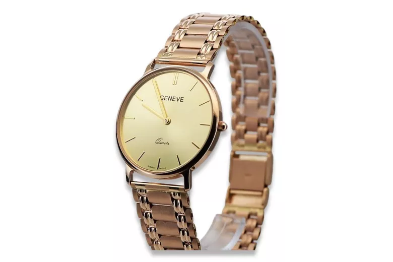 Vyrų laikrodis iš raudono aukso 14k 585 Geneve mw004r&mbw009r