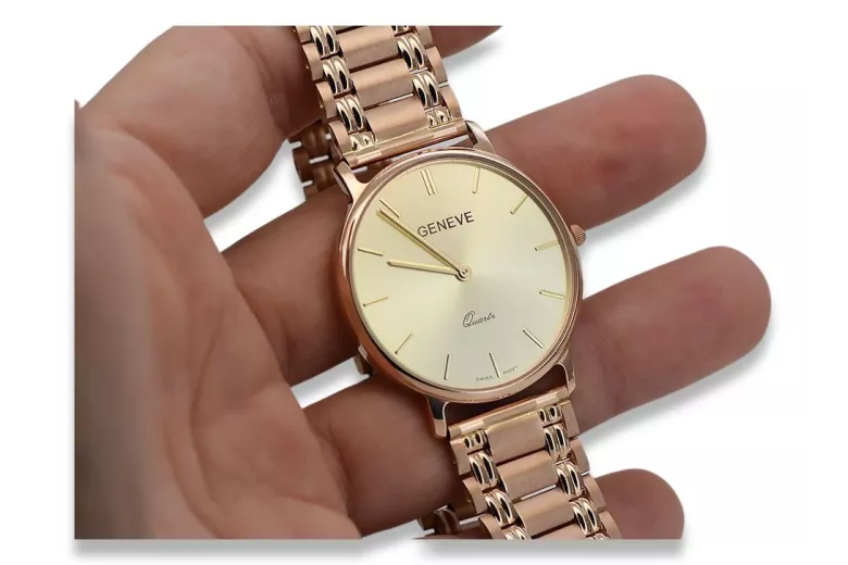 мъжки червено злато часовник 14K 585 Geneve mw004r&mbw009r