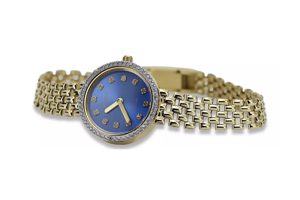 копия великолепных женских часов Geneve Lw101ydb из 14-каратного золота 585 пробы