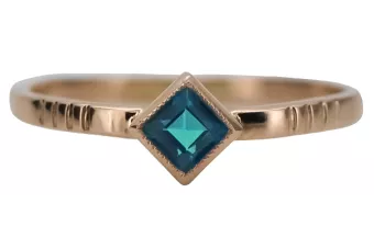 14k 585 rožinio raudono aukso žiedas su Aquamarine vrc138 Vintage