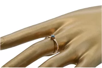 14k 585 rožinio raudono aukso žiedas su Aquamarine vrc138 Vintage