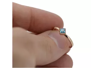 14k 585 rožinio raudono aukso žiedas su Aquamarine vrc138 Vintage