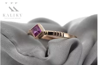 Rožinis raudonas 14k 585 aukso žiedas su rubinu vrc138 Vintage