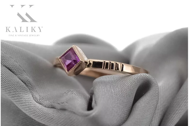 Ruso soviético rosa 14k 585 oro Alejandrita Rubí Esmeralda Zafiro Circón anillo vrc014