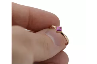 Δαχτυλίδι από ροζ κόκκινο χρυσό 14k 585 με Ρούμπι vrc138 Vintage