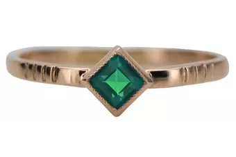 Δαχτυλίδι από ροζ χρυσό 14 καρατίων 585 με σμαράγδι vrc138 Vintage