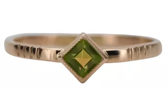 Rožinis raudonas aukso žiedas 14k 585 su Peridotu vrc138 Vintage